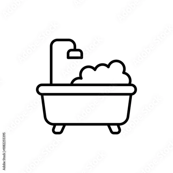 Fototapeta Bath tube outline icons, minimalist vector illustration ,simple transparent graphic element .Isolated on white background