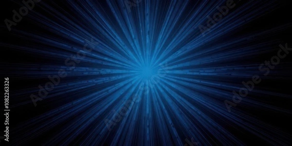 Obraz Blue radial gradient transitioning into black with intersecting lines, abstract