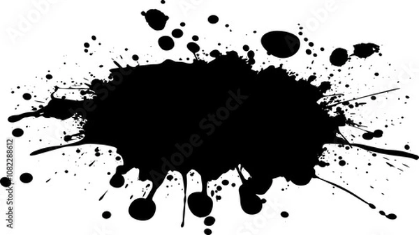 Fototapeta Bold Black Ink Splash with Random Drops