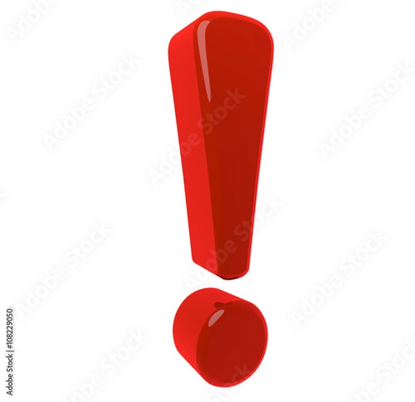 Obraz modeled in 3D exclamation point on a white background