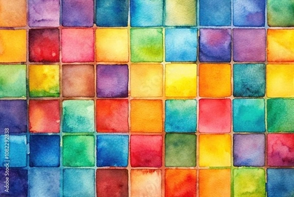 Obraz abstract watercolor background with colored squares