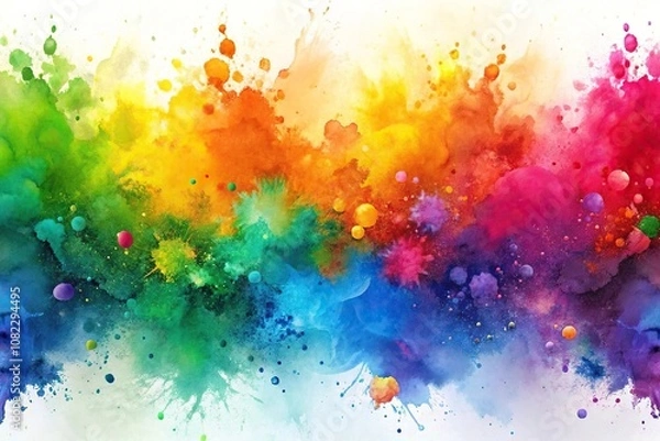 Obraz Abstract watercolor rainbow splashes background
