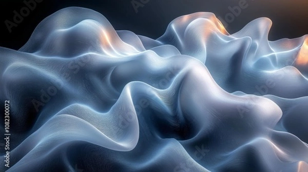 Fototapeta Abstract Flowing White Fabric in 3D Render. Generative AI