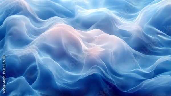 Fototapeta Soft Flowing Blue Waves Background. Generative AI