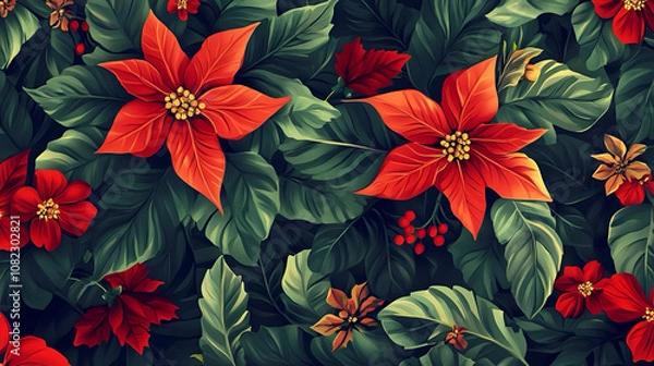 Fototapeta Floral Christmas festival beautiful 