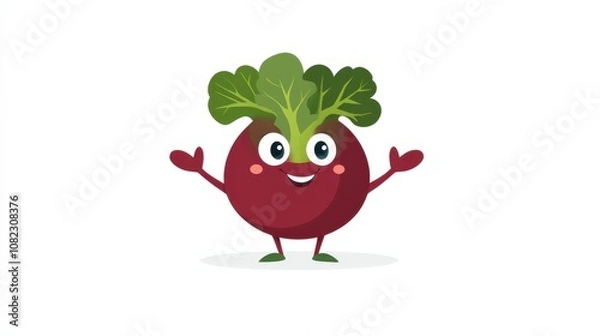 Fototapeta Happy chard character celebrating freshness whimsical setting illustration vibrant colors cheerful perspective healthy concept