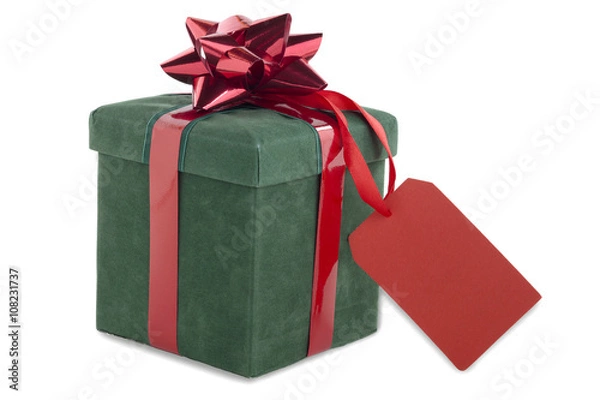 Obraz gift box with placard.