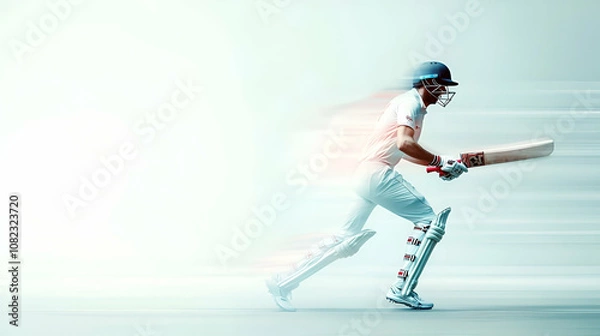 Obraz cricket player in action with on white background
