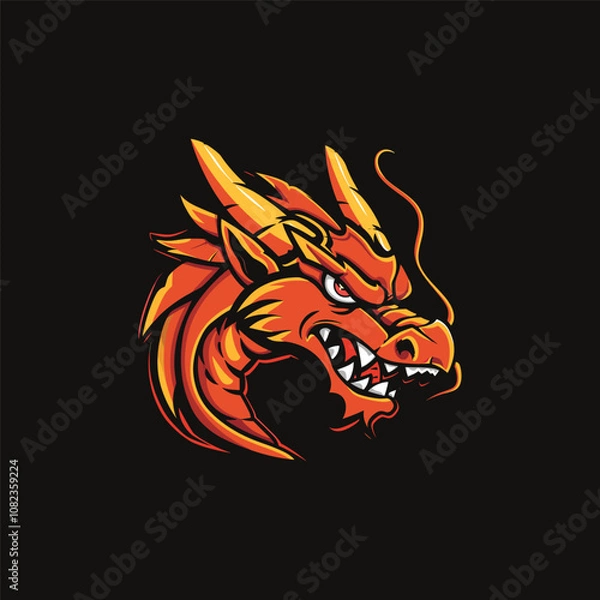 Fototapeta Head dragon logo design template flat vector