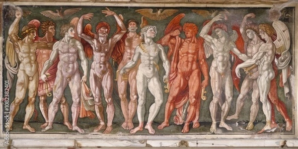 Fototapeta A classical mythology painting depicting gods and goddesses in a celestial setting