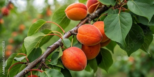 Obraz Ripe Apricots on a Branch - Nature's Sweet Harvest in Autumn
