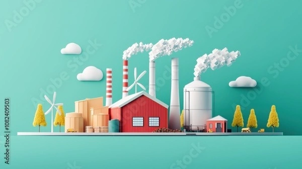 Fototapeta Harnessing biomass for sustainable energy visual diagram of renewable systems in industrial settings