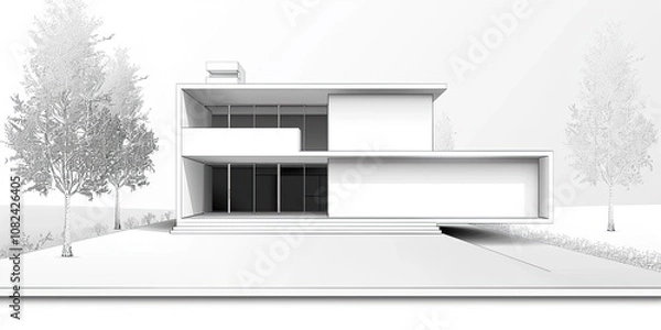 Fototapeta An architectural drawing of an elegant Art building
