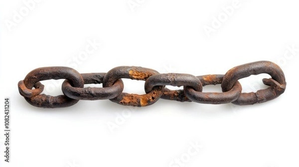Fototapeta Rusty Metal Chain Isolated on White Background
