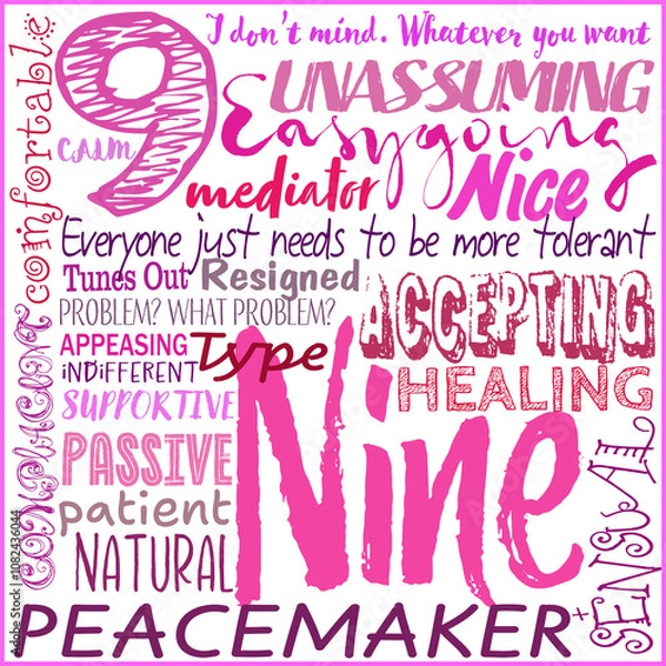 Fototapeta Enneagram type 9 square color image with type descriptions