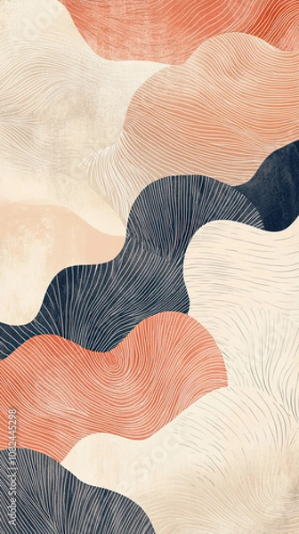 Fototapeta Minimalist abstract patterns inspired by nature, featuring soft lines and muted colors for serene