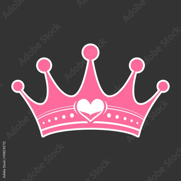 Obraz Pink princess crown heart