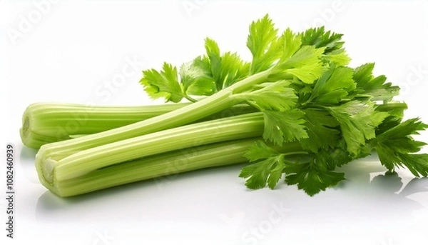 Fototapeta fresh celery isolated on white background