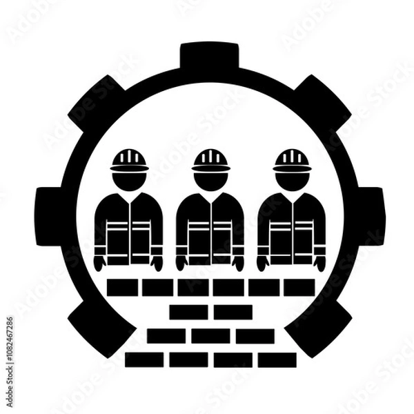 Fototapeta Vector illustration, web icon, building contractor's logo. Industry and repair. Isolated on a white background.