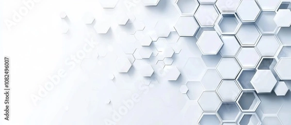 Fototapeta Modern vector banner design with geometric hexagon pattern on white background – stylish abstract graphics for web design, marketing materials, and digital projects