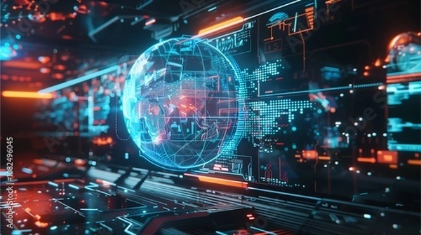 Fototapeta Global Network Visualization 