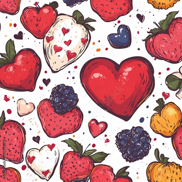 Fototapeta Seamless pattern heart collection for valentines