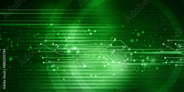 Fototapeta 2d illustration Abstract futuristic electronic circuit technology background
