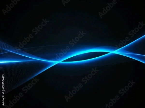 Fototapeta Attract Blue Line Movement, Abstract Wave Line, Light Technology Background, Copy Space.