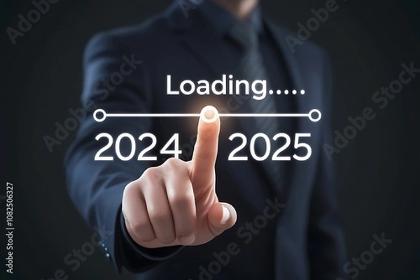 Fototapeta Future Progress Concept with Loading Bar for 2024 to 2025 – Business and Technology Advancements Timeline