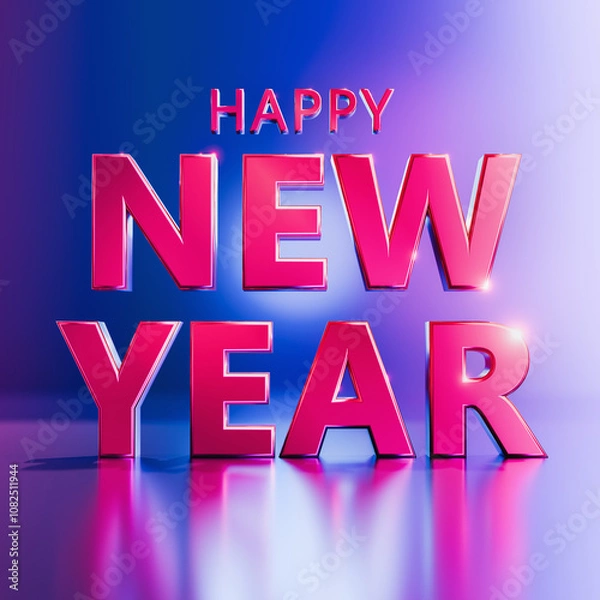 Fototapeta Bold Happy New Year Text Against Gradient Background