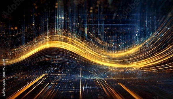 Obraz Bright Neon Circuitry on Dark Background