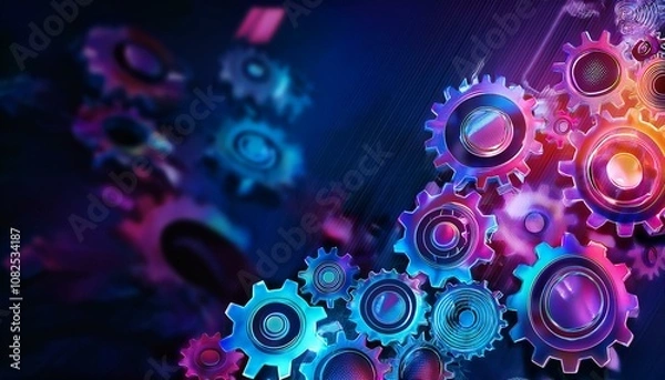 Fototapeta Digital Neural Network with High-Tech Details