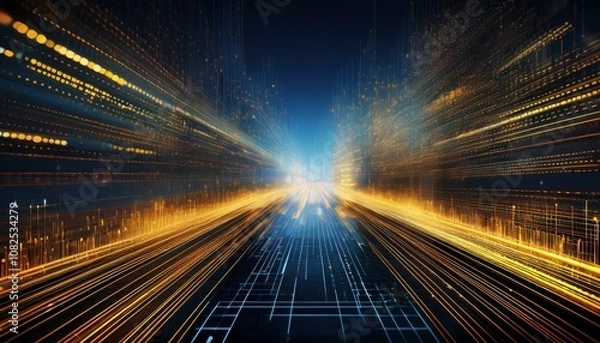 Obraz Digital Web of Connections in Bright Neon Colors