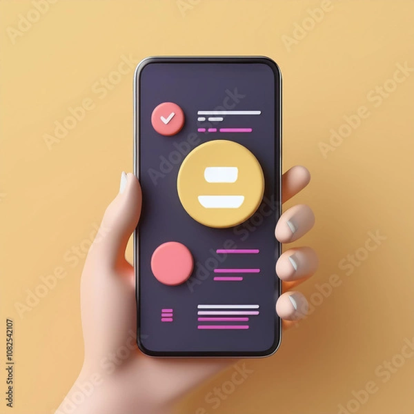Obraz A modern smartphone showcasing digital interface design and user interaction.