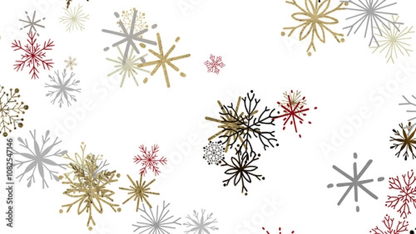 Fototapeta Snowflake Whirlwind: Exquisite 3D Illustration of Descending Christmas Snowflakes in Motion