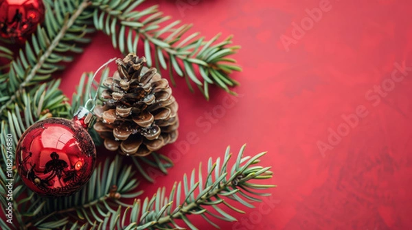 Obraz red christmas background with red balls