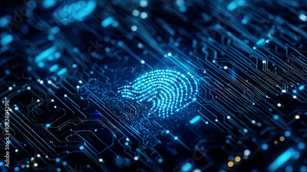 Fototapeta Glowing encryption firewalls securing advanced cloud infrastructure with intricate biometric systems