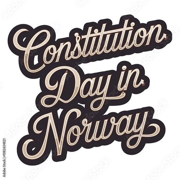 Fototapeta Constitution Day in Norway Text with Stylized Font