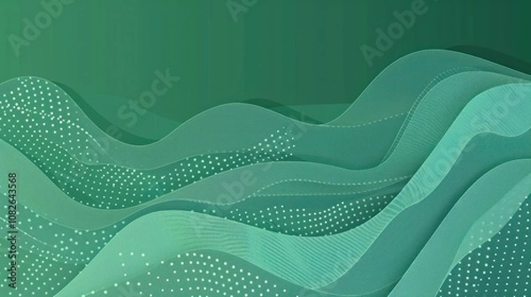 Fototapeta Abstract Green Wave Design with White Dots