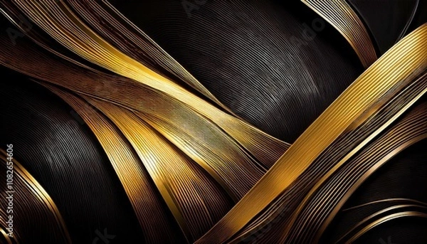 Obraz ゴージャスで抽象的な黒と金の背景画像（Gorgeous abstract black and gold background image）
