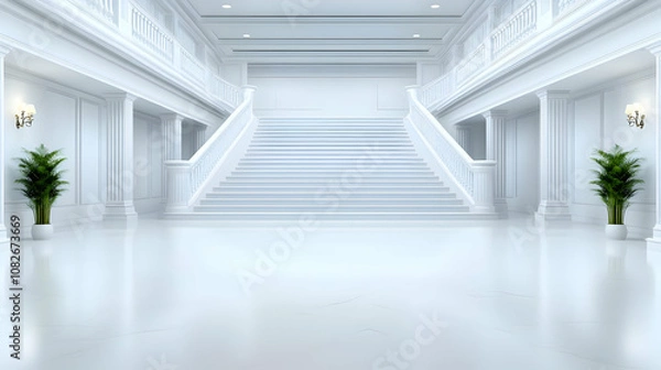 Obraz Interior marble stairs with pillars and columns in a palace, castleInterior marble stairs with pillars and columns in a palace, castle