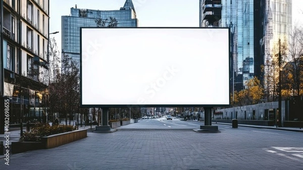 Fototapeta Large blank billboard city street is located middle A big digital screen