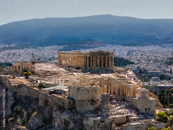 Fototapeta View of the acropolis in athens from above. 