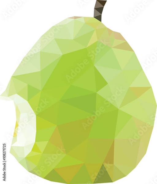 Fototapeta Eaten pear lowpoly polygon fruit vector art 