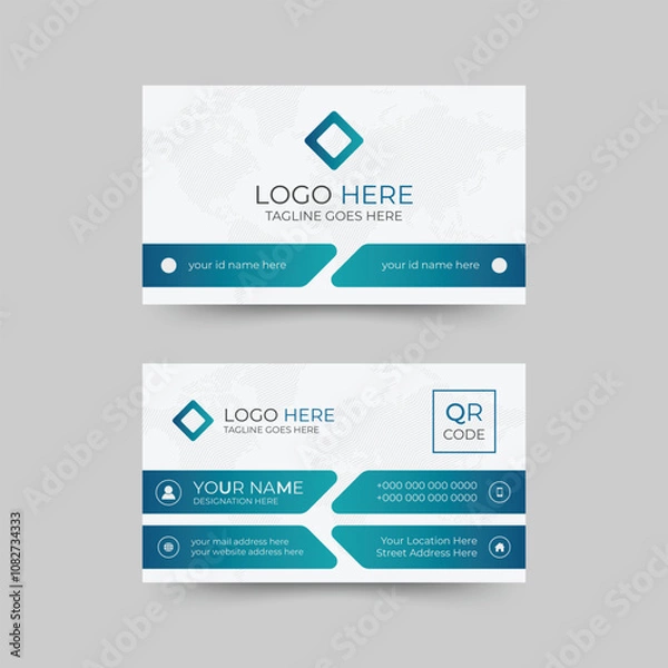 Fototapeta Modern corporate clean double sided creative vector visiting card template design
