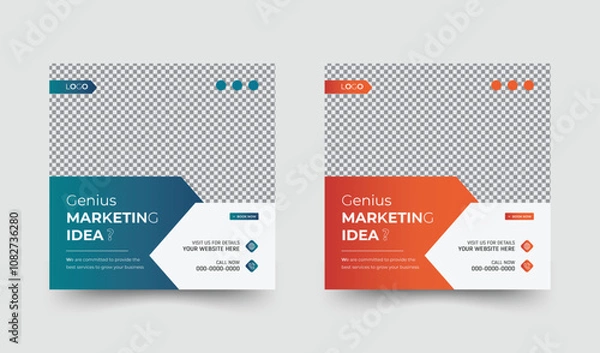 Fototapeta Creative professional digital marketing social media post design with editable layer and image replacing area
