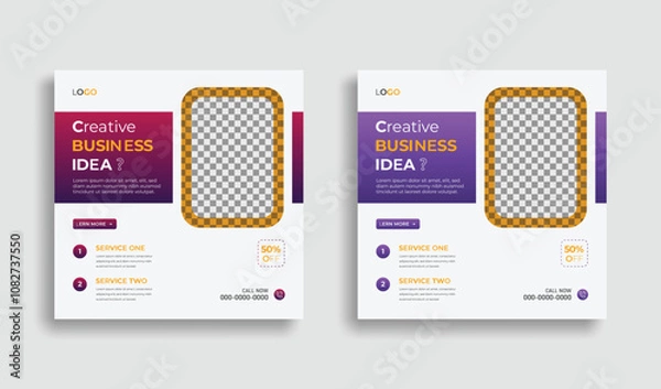 Fototapeta Fully customizable social media post and web banner template design for business marketing promotion
