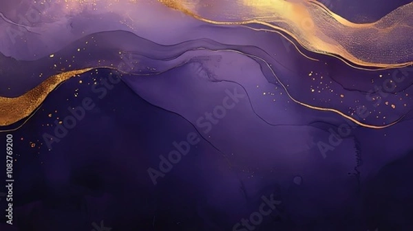 Obraz Deep Purple and Gold Abstract Background Design