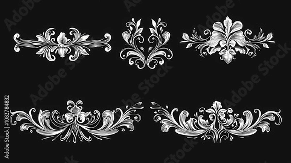 Fototapeta Stylish ornamented dividers and frames collection. classic dividers and frames for design. swirling floral design elements. Ornamented. Illustration