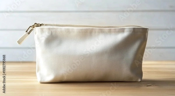 Fototapeta 
Cotton canvas makeup bag with a zipper, in a large size 